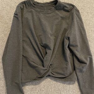 Lululemon Athletica Gray Crop Tie Front Hoodie